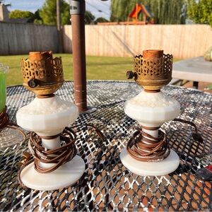 Pair on little art deco lamps white